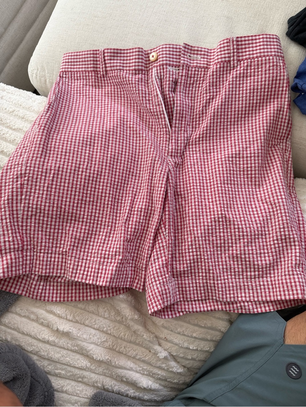 Southern Tide Red Gingham Flat Front Shorts